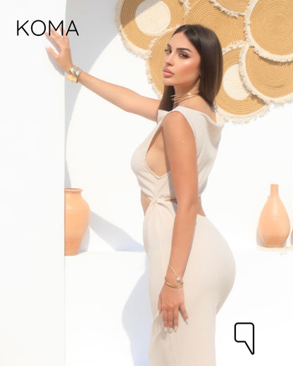 Paulina Cutout Beach Dress - Beige