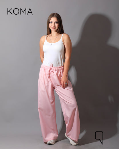 Plaid Straight Leg trousers - Plaid Pink