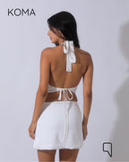 Kallie Tied Up Top & Mini Skirt Co-Ord - White