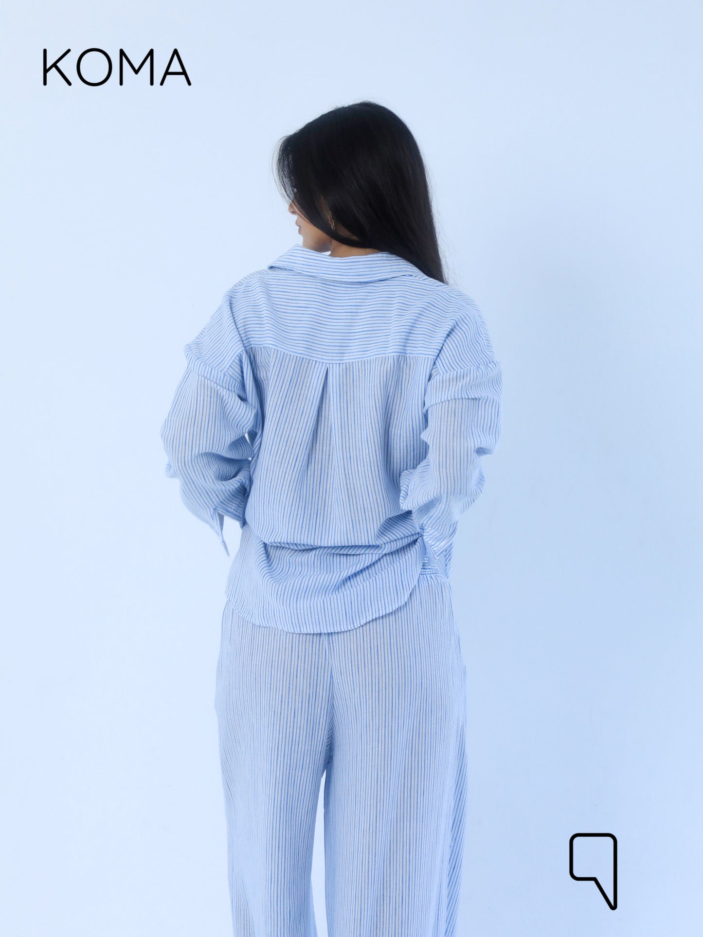 Matilda Long Sleeves Shirt - Striped Blue