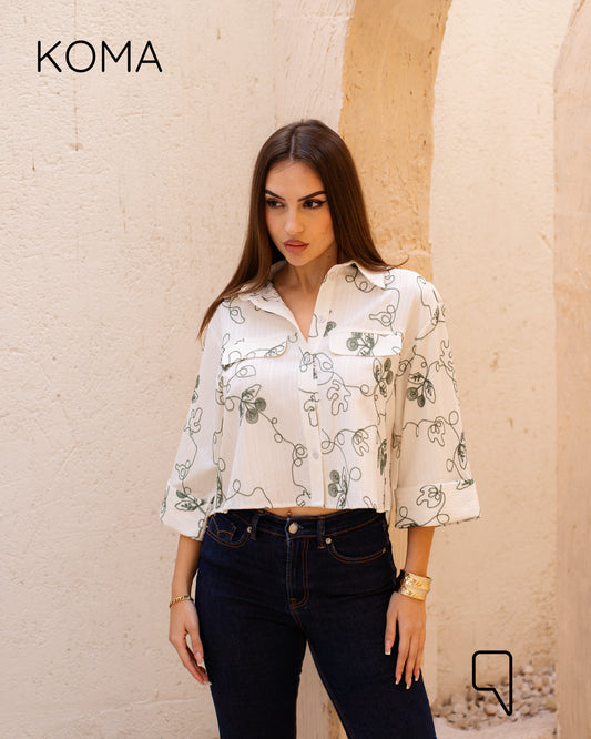 Paloma Textured Embroidered Blend Shirt - Olive