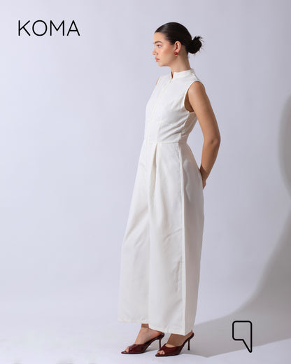 Olivia Sleeveless Wide Leg Jumpsuit - Offwhite