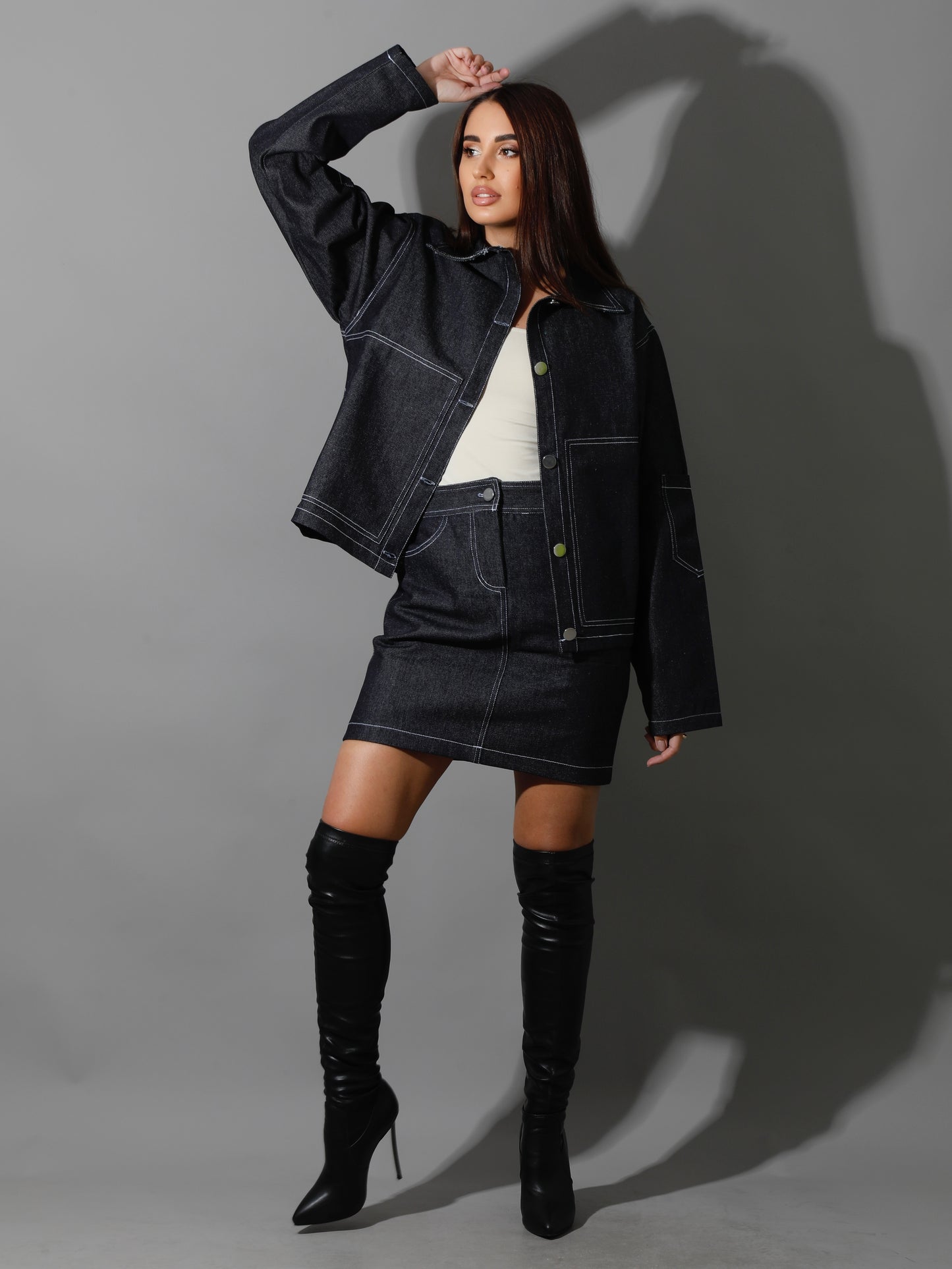 Co-Ord Jeans Short Skirt - Navy Blue