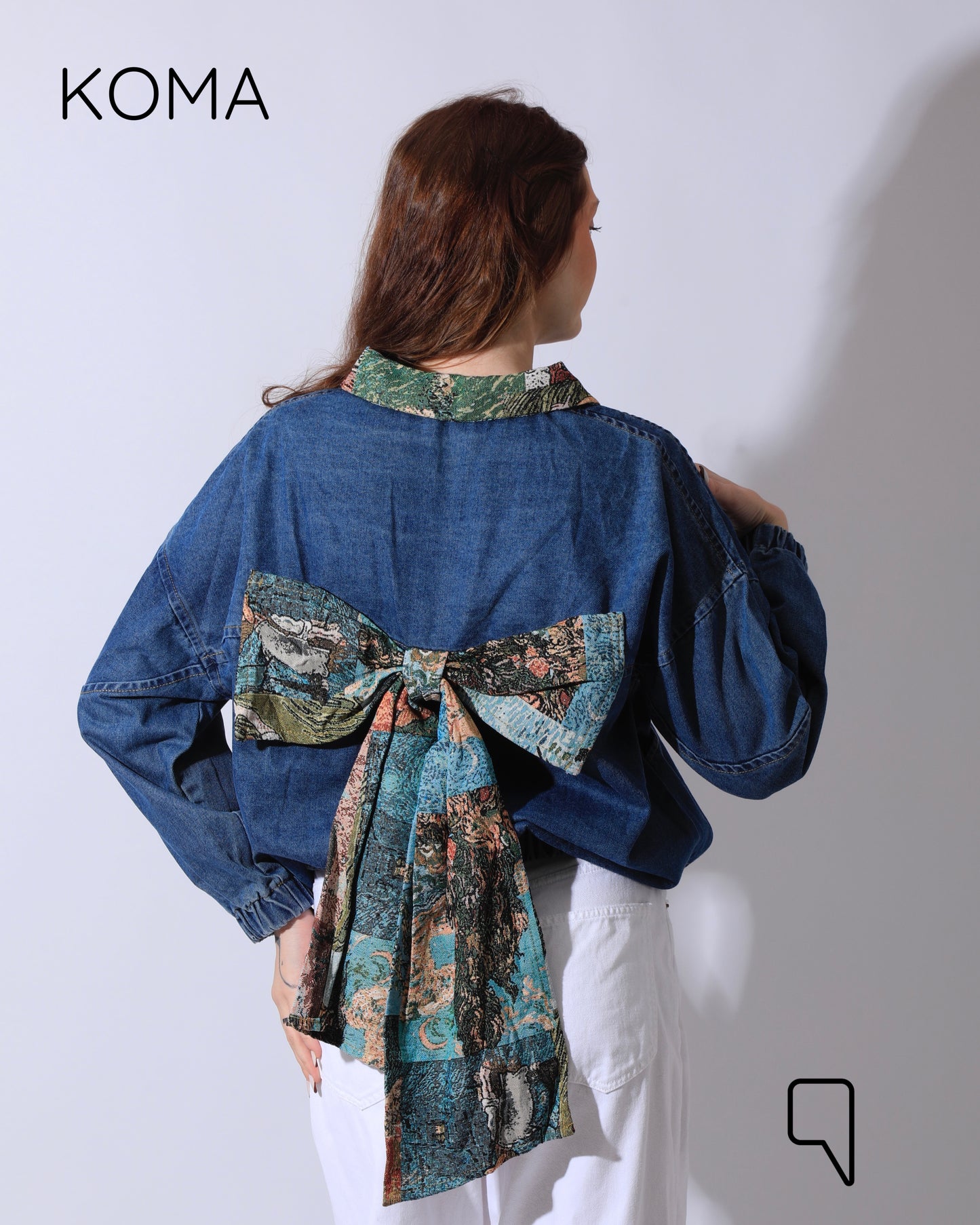 Rakhi Bow-tie Jeans Jacket - Blue