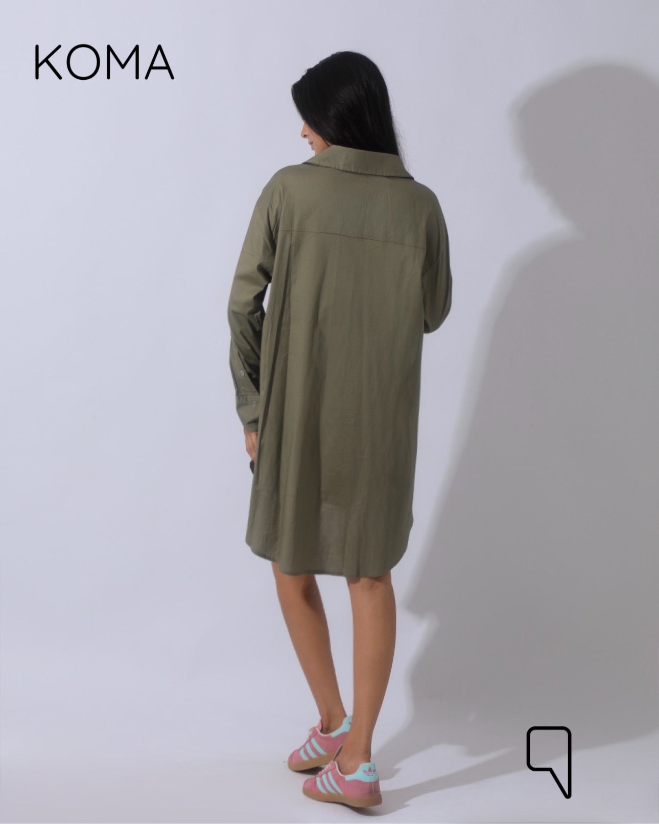Oversized Shirt Dress - Olive