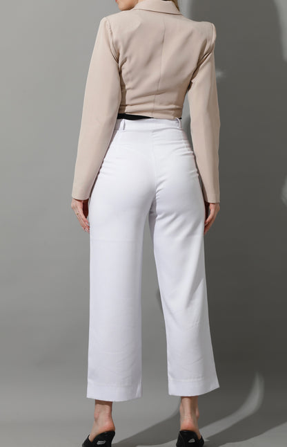 Cropped wide leg pants - White