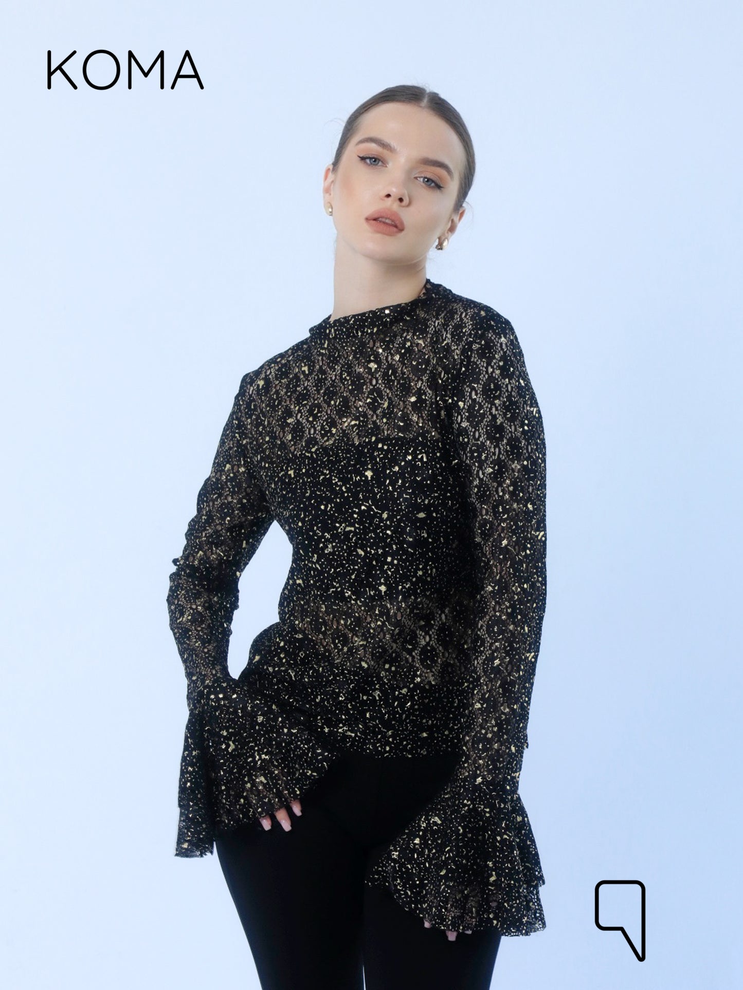 Chiara Dentil Blouse - Black Gold