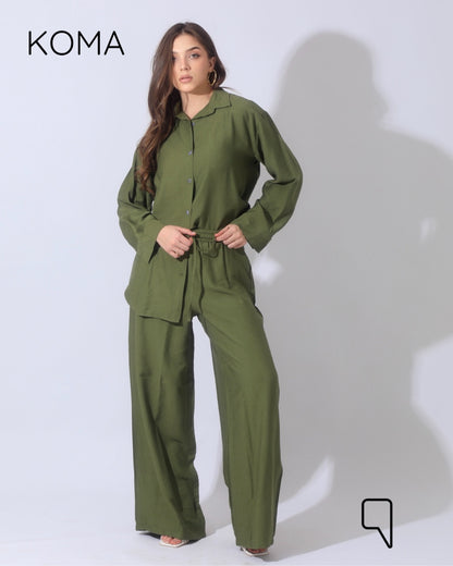 Co-Ord Long Sleeves Shirt - Olive