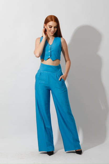 Co-Ord Vest Set - Aqua Blue