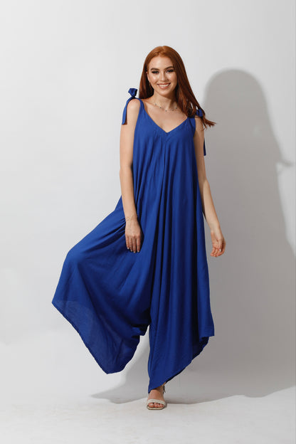 Tied Up Lose Jumpsuit - Electric Blue
