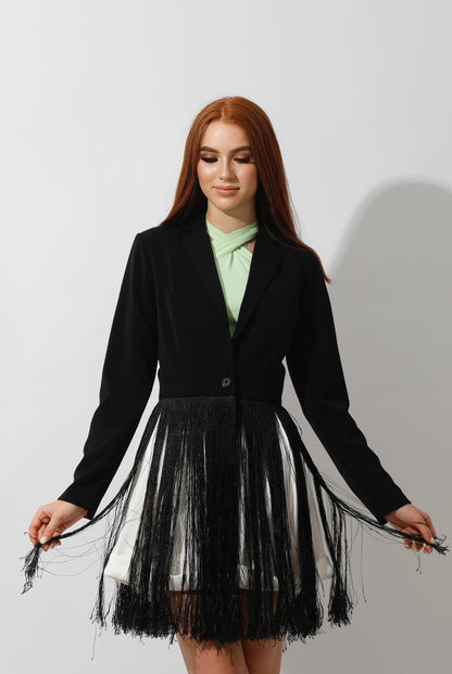 Fringed Blazer - Black