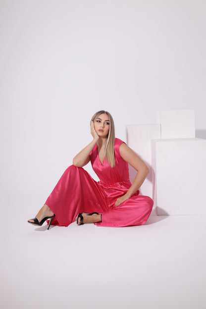 Flared Jumpsuit - Barbie Pink