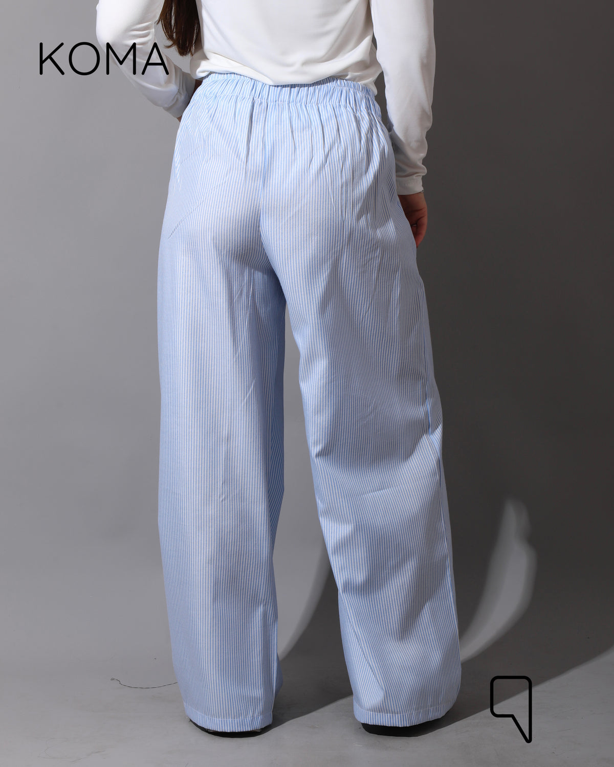 Striped Straight Leg trousers - Striped Baby Blue