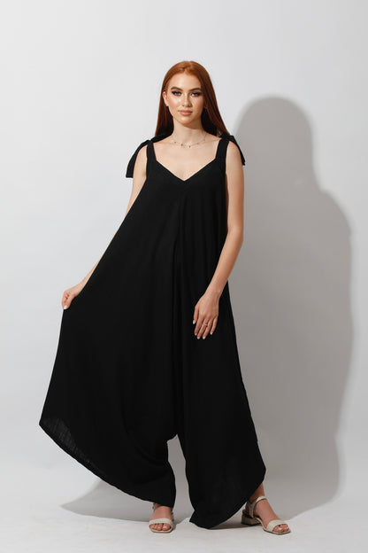 Tied Up Lose Jumpsuit - Black