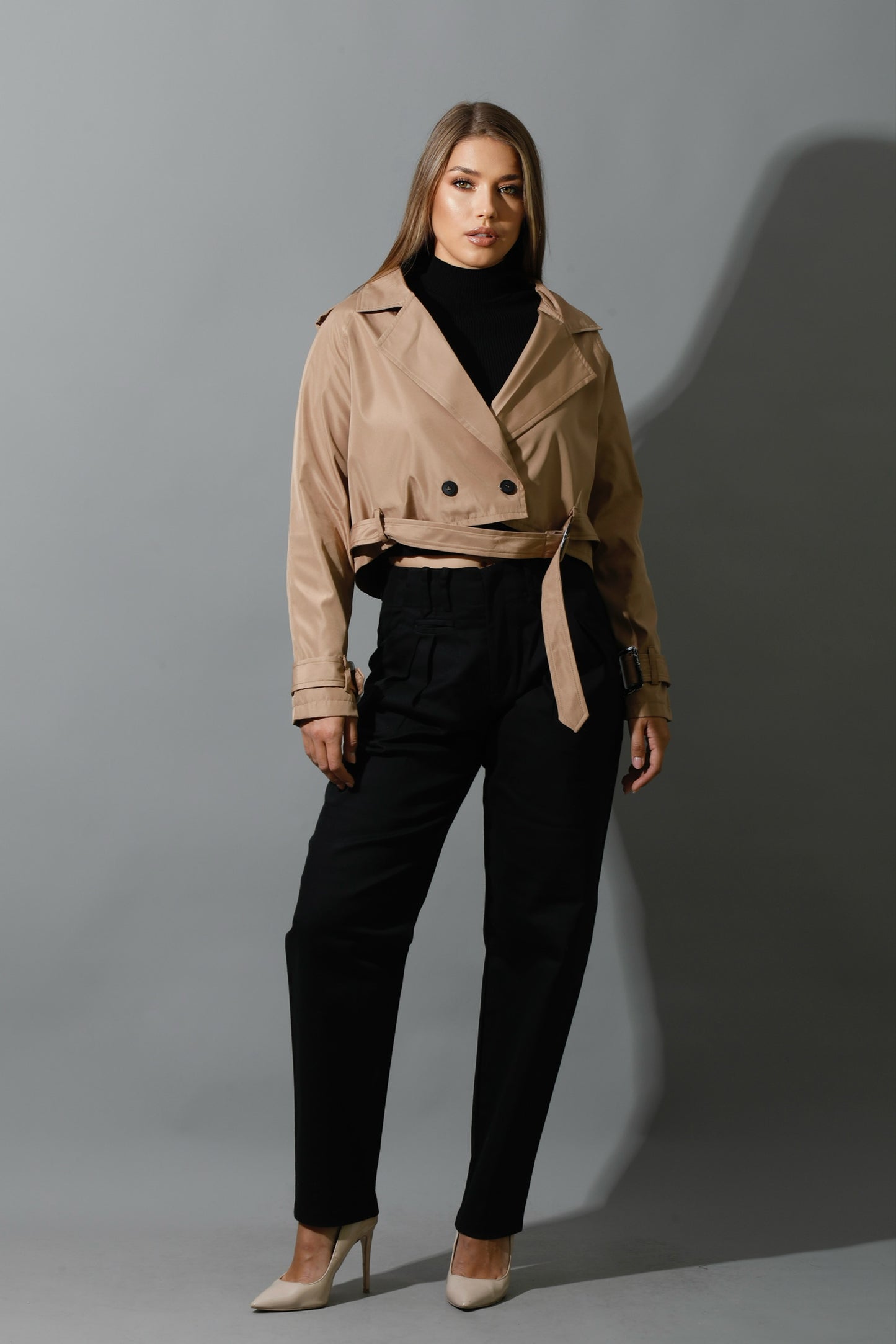 Double Breasted Trench Jacket - Beige