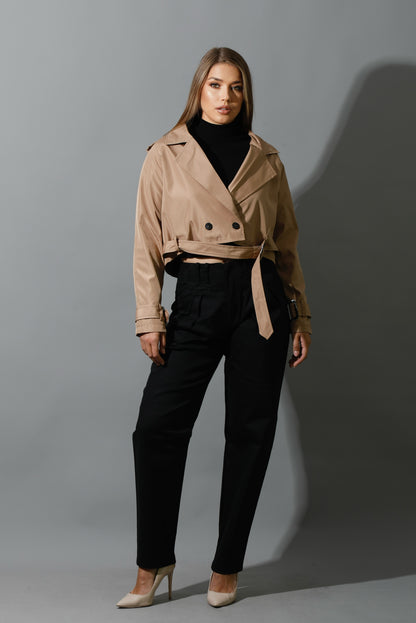 Double Breasted Trench Jacket - Beige