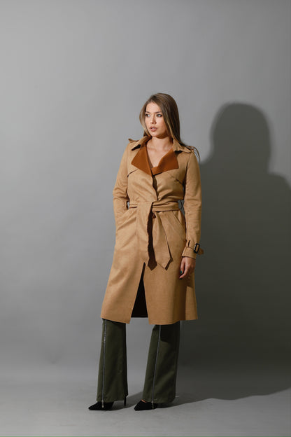 Wrap Trench Cardigan - Camel