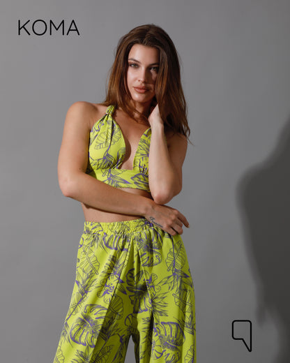 Kallie Bra Top & Pants Co-Ord - Lime Green