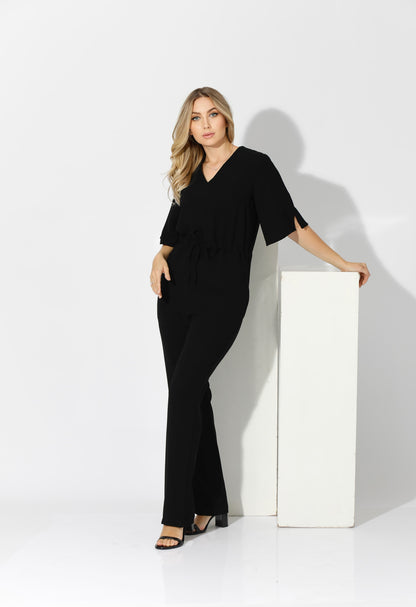 Half sleeves Jumpsuit - Black