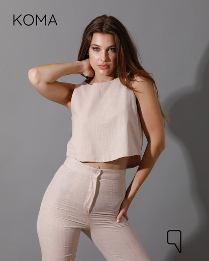 Greta Sleeveless Co-Ord - Beige