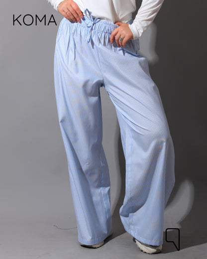 Striped Straight Leg trousers - Striped Baby Blue