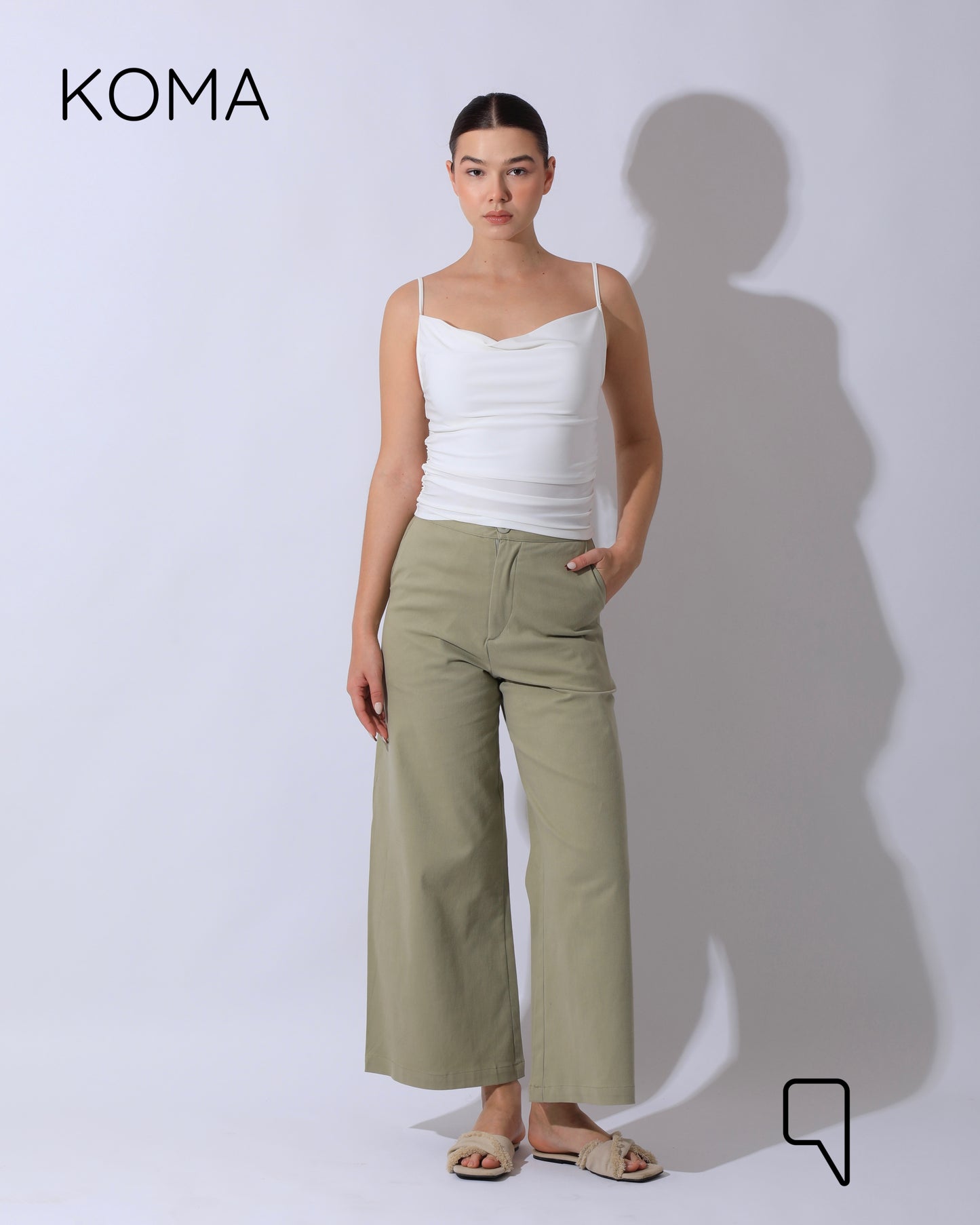 Maddelena Mini Flare Trousers - Olive