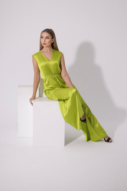 Flared Jumpsuit - Lime Green