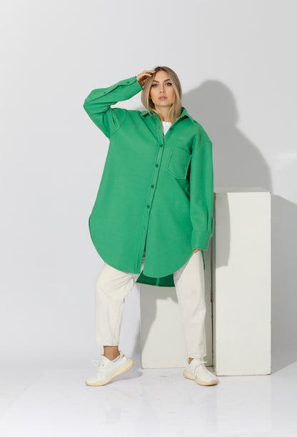 Woolen Oversized Shirt - Green