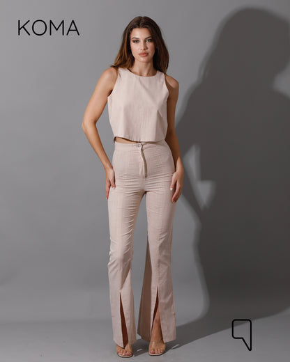 Greta Sleeveless Co-Ord - Beige
