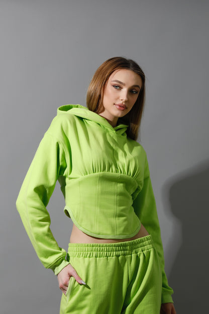 Corset Hoodie Set - Lime Green