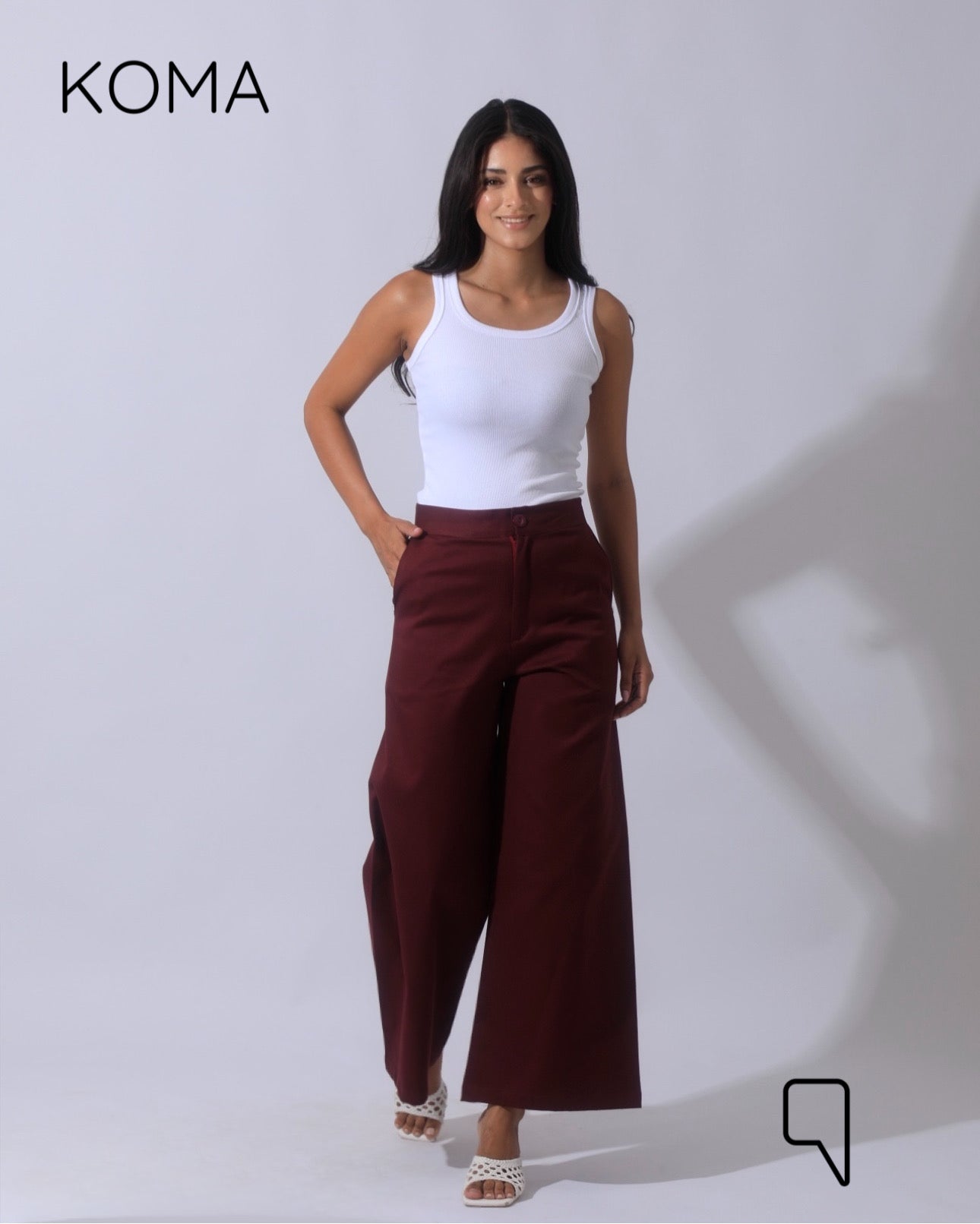 Maddelena Mini Flare Trousers - Maroon