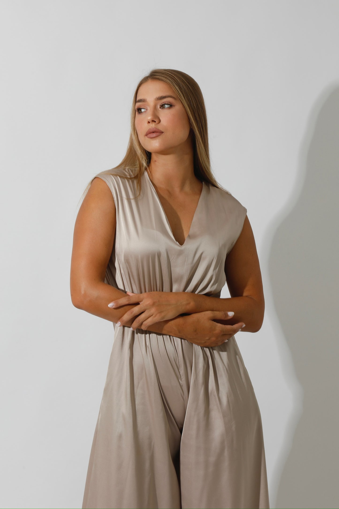 Flared Jumpsuit - Beige