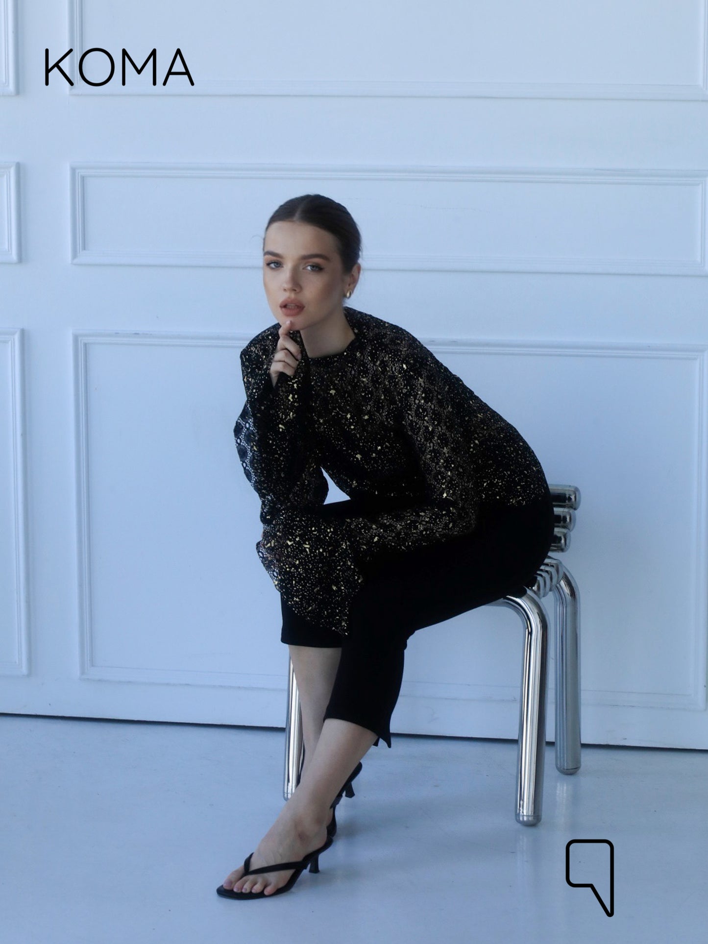 Chiara Dentil Blouse - Black Gold