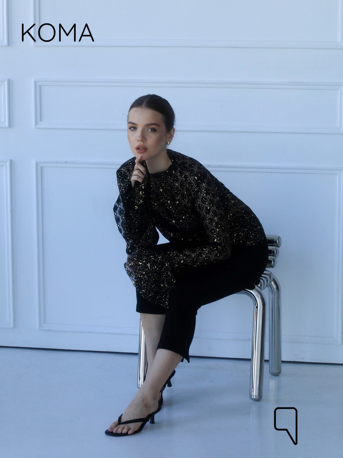 Chiara Dentil Blouse - Black Gold