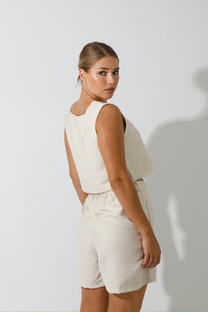 Flared Shorts - Beige