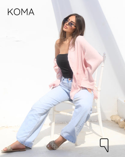 Greta Crincle Shirt - Pink