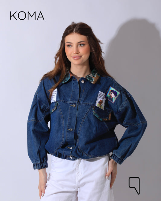 Rakhi Bow-tie Jeans Jacket - Blue