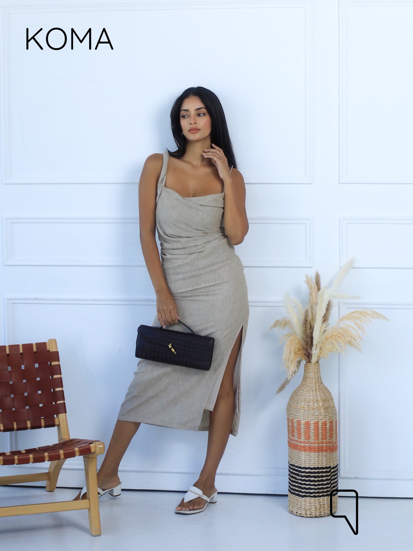 Krysel Midi Dress - Beige