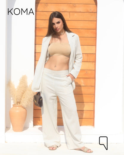Candice Stripped Light Suit - Olive