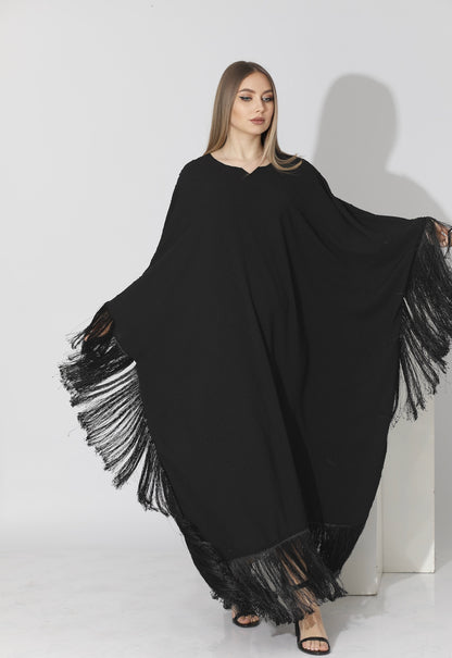 Fringed Maxi Dress - Black