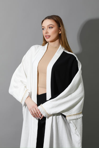 Lose Double Color Kaftan - White X Black