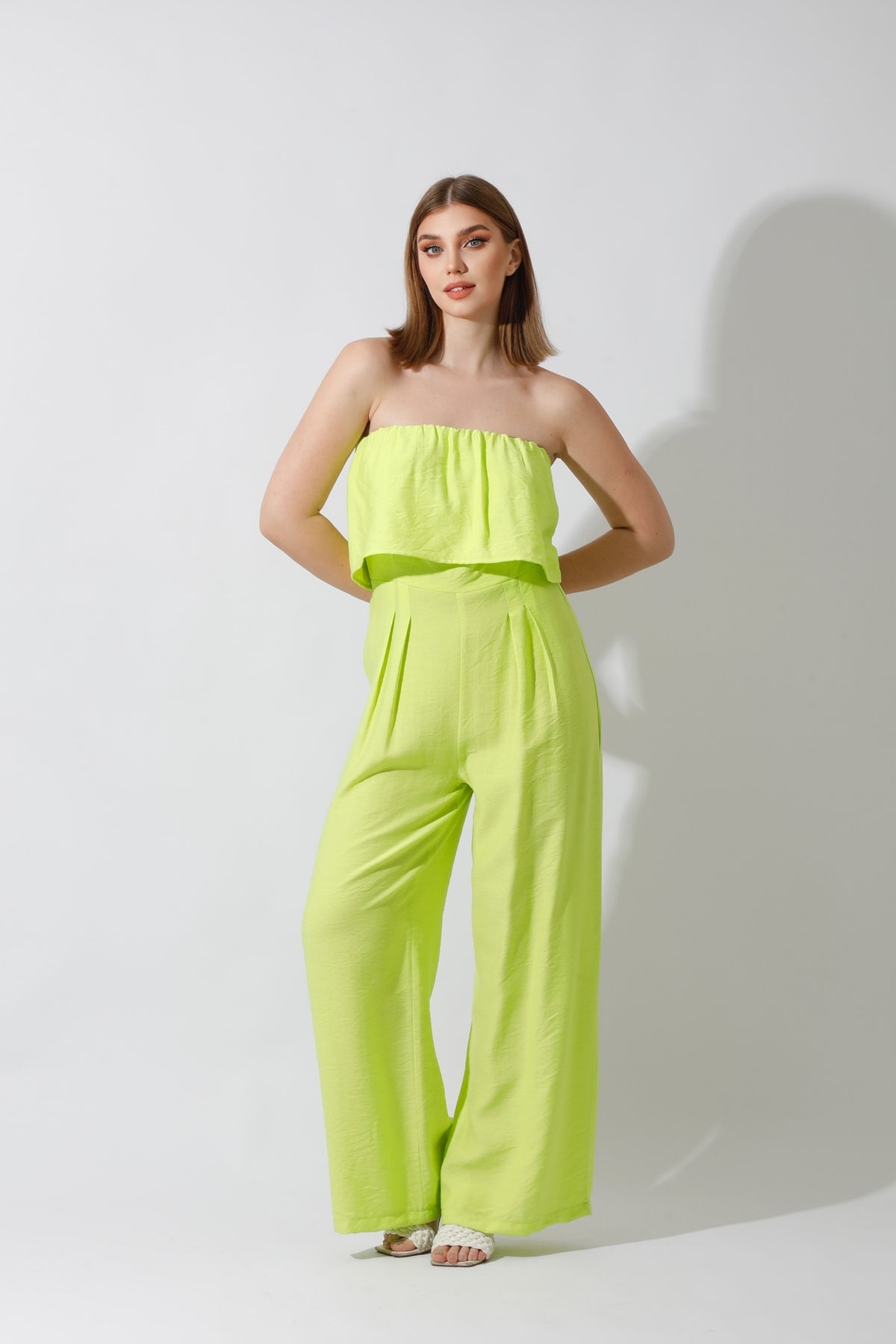 Wide Leg Jumpsuit - Lime Green