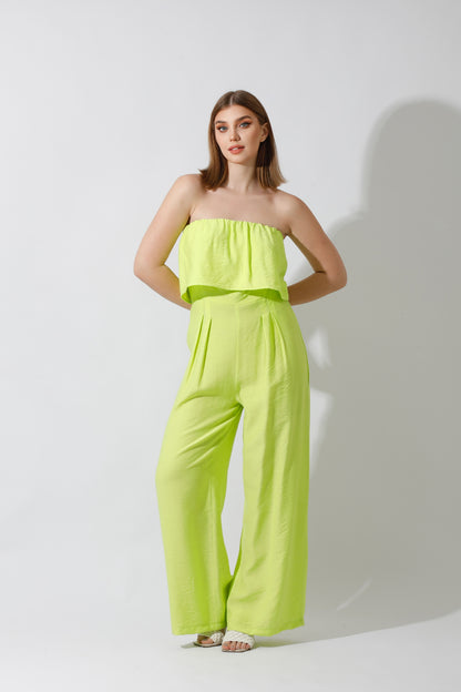 Wide Leg Jumpsuit - Lime Green