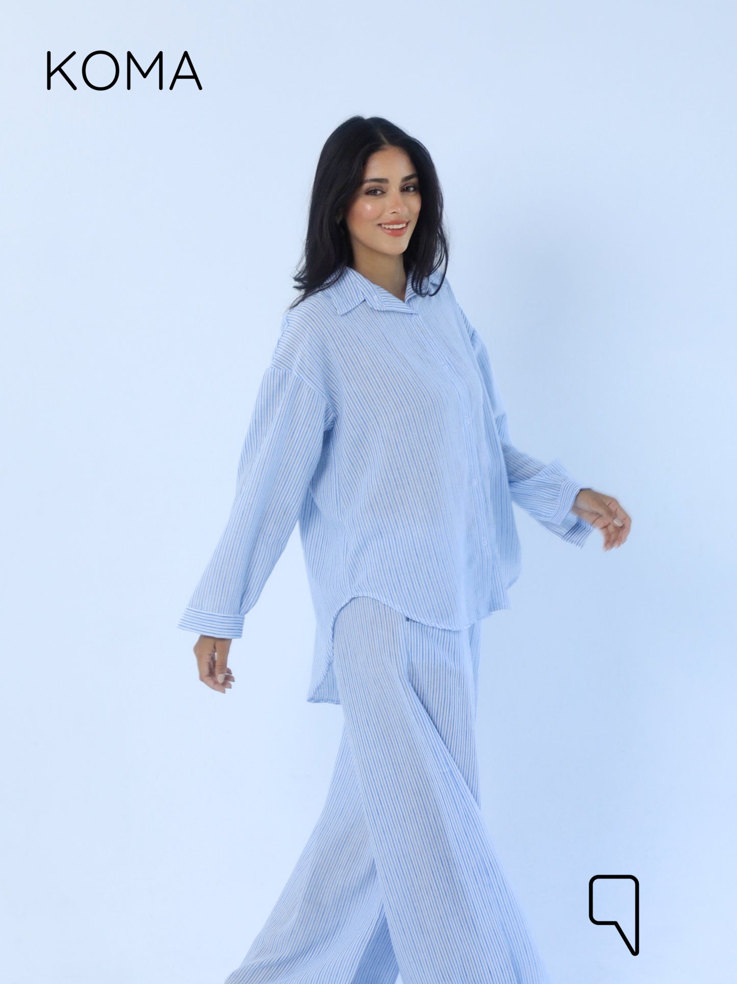Matilda Long Sleeves Shirt - Striped Blue