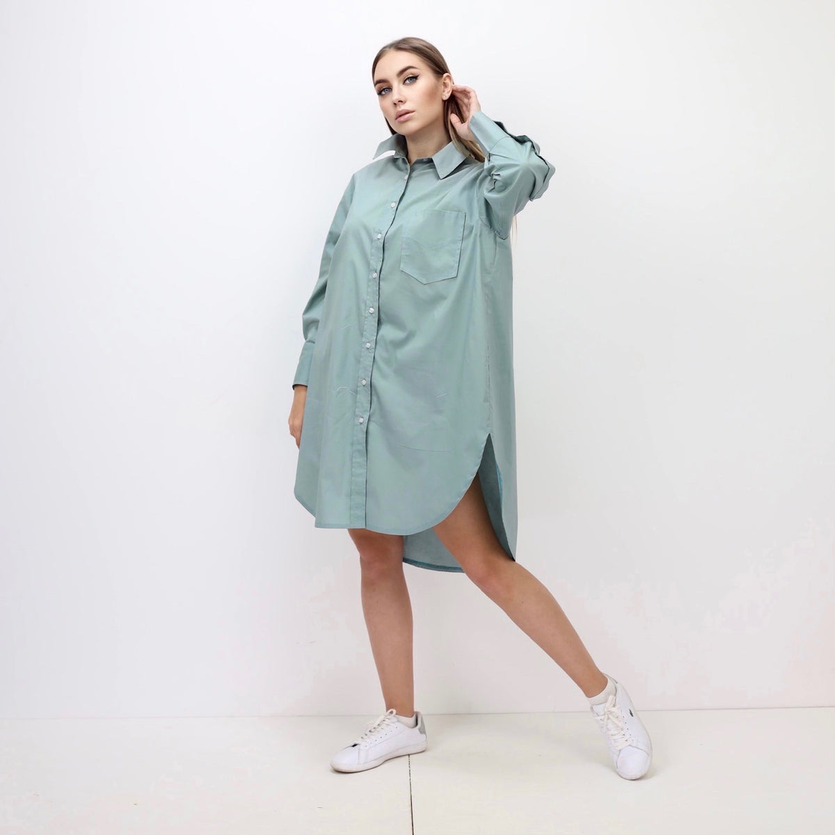 Oversized Shirt Dress - Mint Green