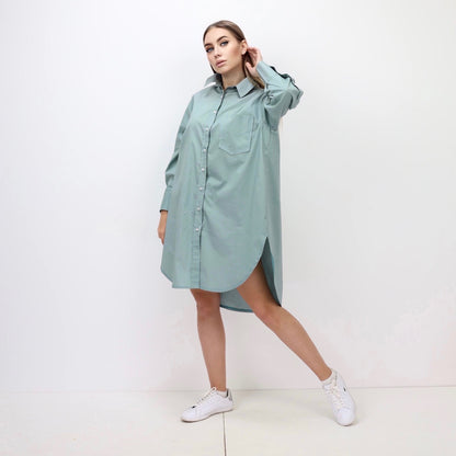 Oversized Shirt Dress - Mint Green