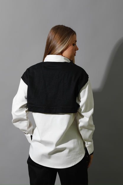 Double Sleeved Shirt - White & Black