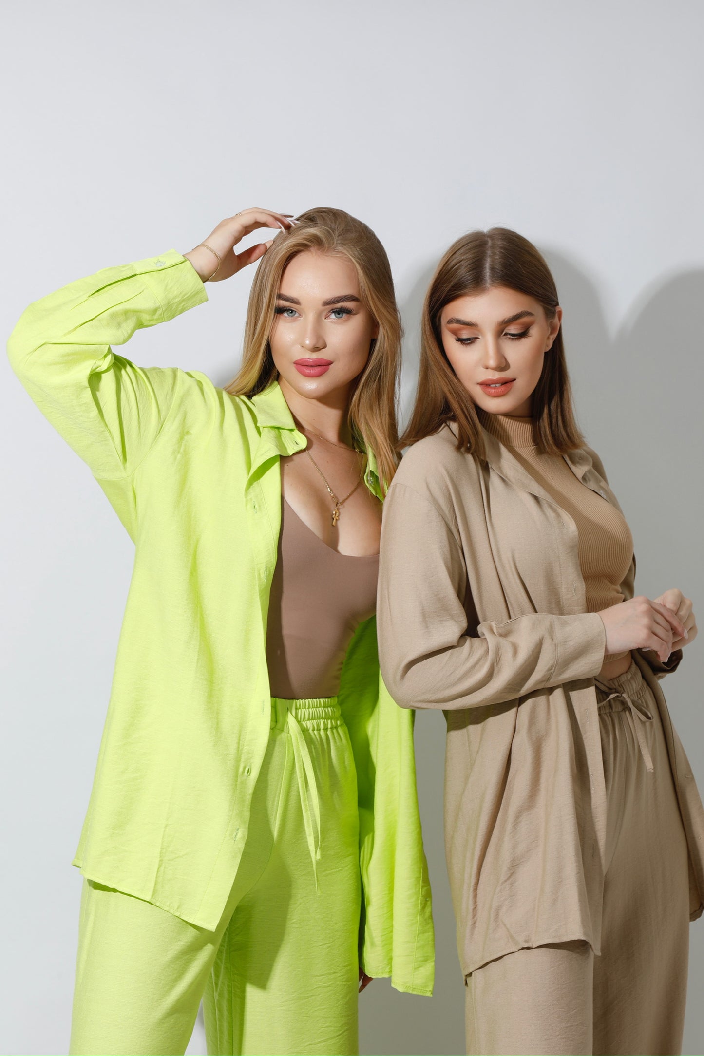 Co-Ord Long Sleeves Shirt - Lime Green