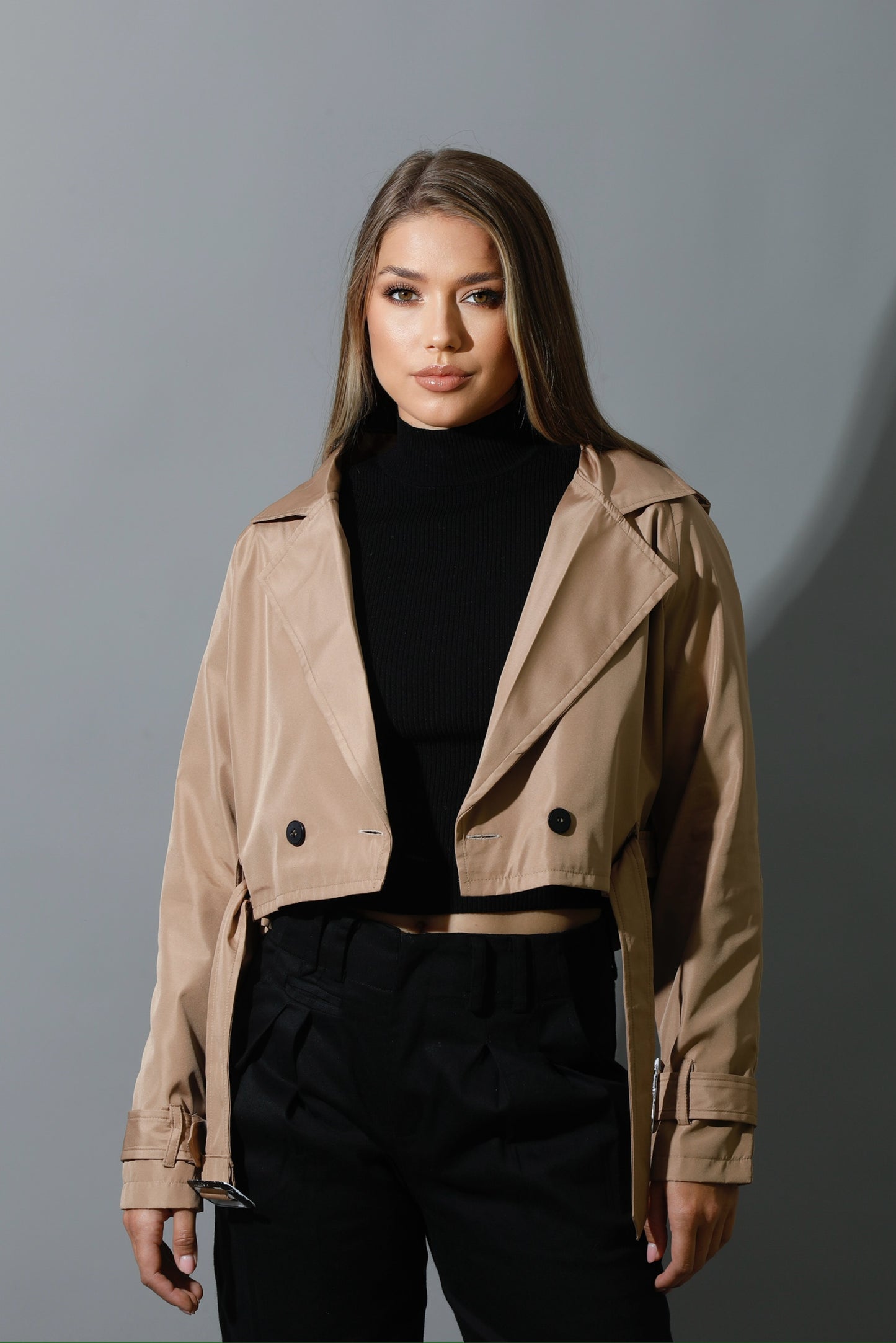 Double Breasted Trench Jacket - Beige