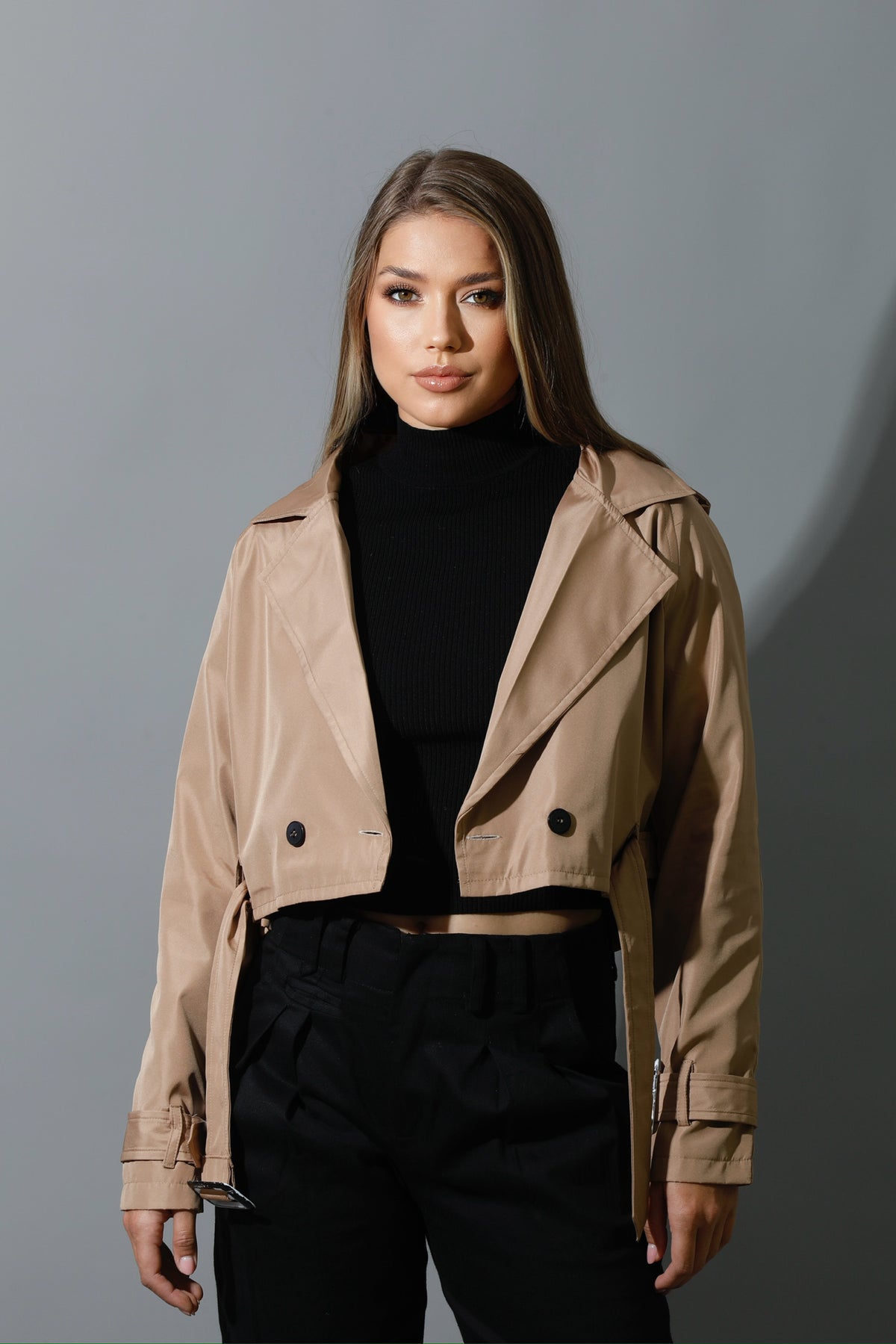 Double Breasted Trench Jacket - Beige